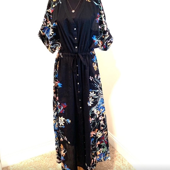 Free people button down cinch waist floral detail coverup dress - Picture 3 of 11